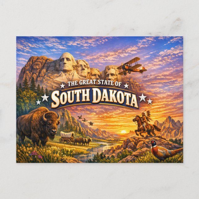  South Dakota Greetings Postcard  (Front)