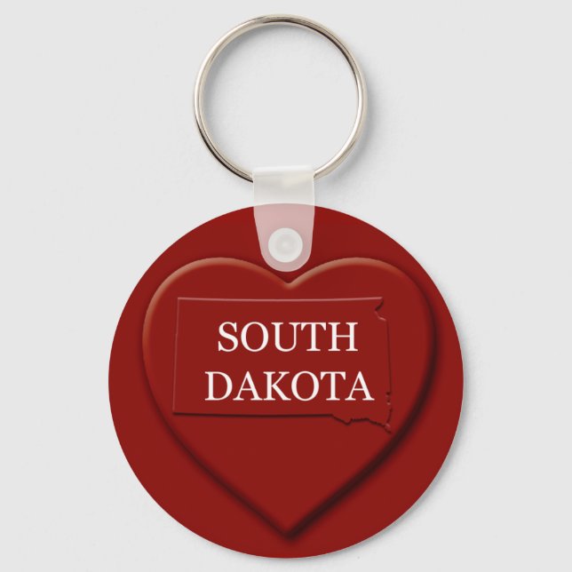 South Dakota Heart Map Keychain (Front)
