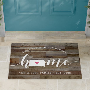 South Dakota Home State Personalised Wood Look Doormat