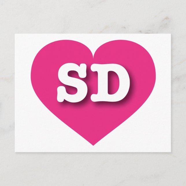South Dakota Hot Pink Heart - I love SD Postcard (Front)