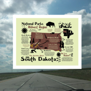 South Dakota Map of National Parks Postcard