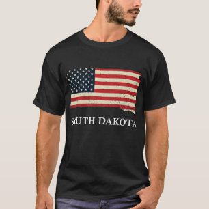 South Dakota Map State American Flag 4th Of July T-Shirt