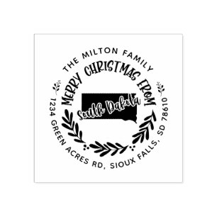 south dakota merry christmas return address rubber stamp