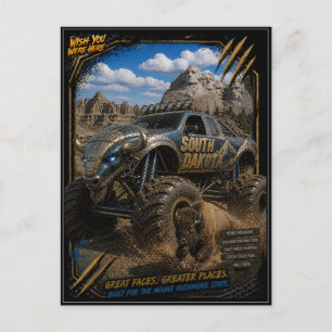 South Dakota Monster Truck Off Road Art Postcard