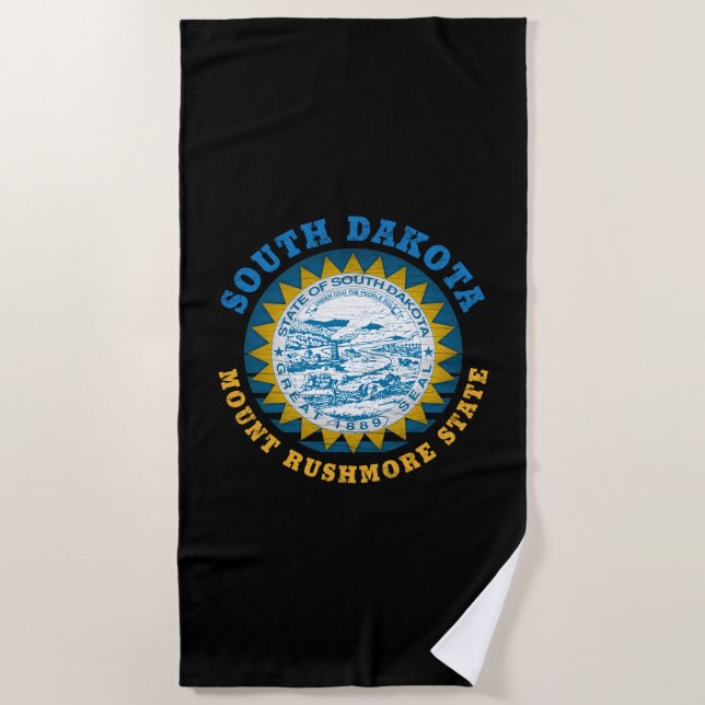 SOUTH DAKOTA MOUNT RUSHMORE STATE FLAG BEACH TOWEL (Front)