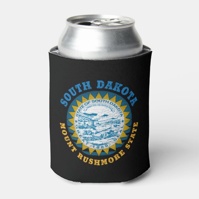 SOUTH DAKOTA MOUNT RUSHMORE STATE FLAG  CAN COOLER (Can Front)