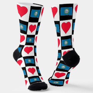 South Dakota Mount Rushmore State Flag Map Heart Socks