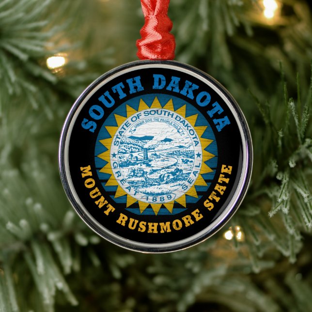 SOUTH DAKOTA MOUNT RUSHMORE STATE FLAG METAL TREE DECORATION (Tree)