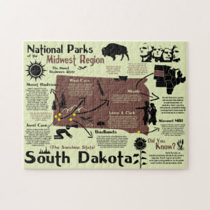 South Dakota National Parks Infographic Map Jigsaw Puzzle