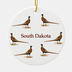 South Dakota Pheasants Ceramic Tree Decoration