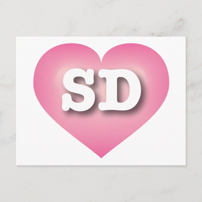 South Dakota Pink Fade Heart - I love SD Postcard (Front)