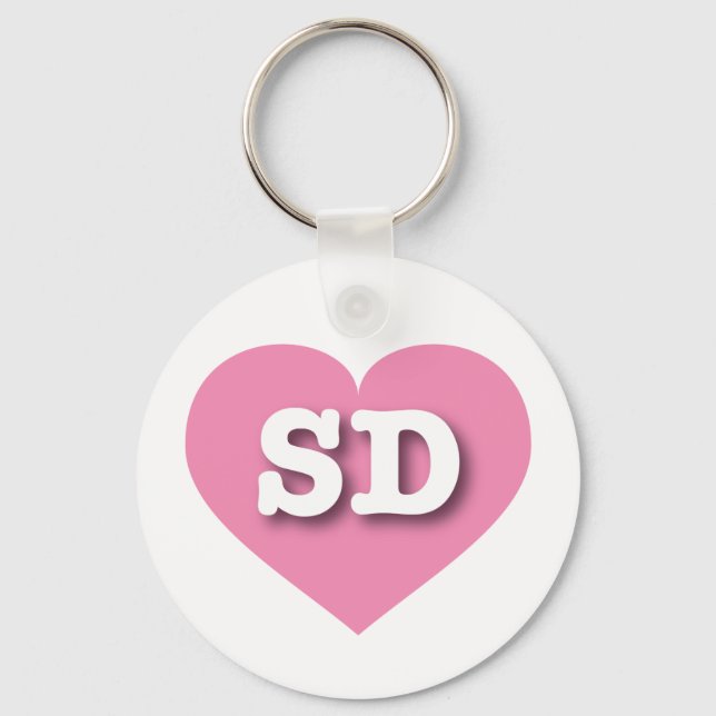 South Dakota Pink Heart - I love SD Key Ring (Front)