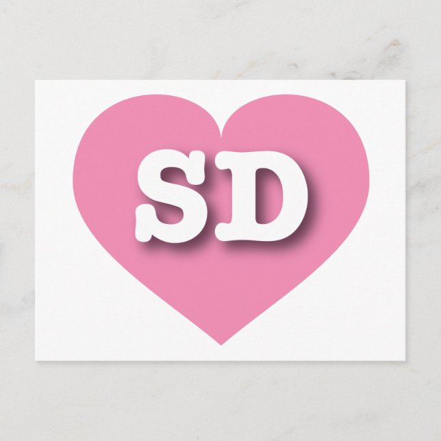 South Dakota Pink Heart - I love SD Postcard (Front)
