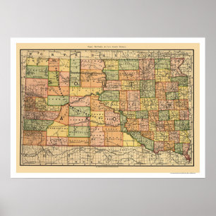 South Dakota Railroad Map 1892 Poster