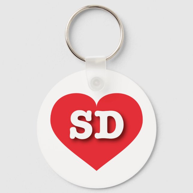 South Dakota Red Heart - I love SD Key Ring (Front)