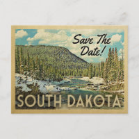 South Dakota Save The Date Mountains River Snow