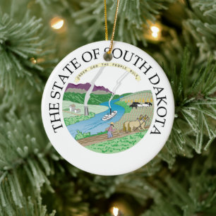 South Dakota sign Ceramic Tree Decoration