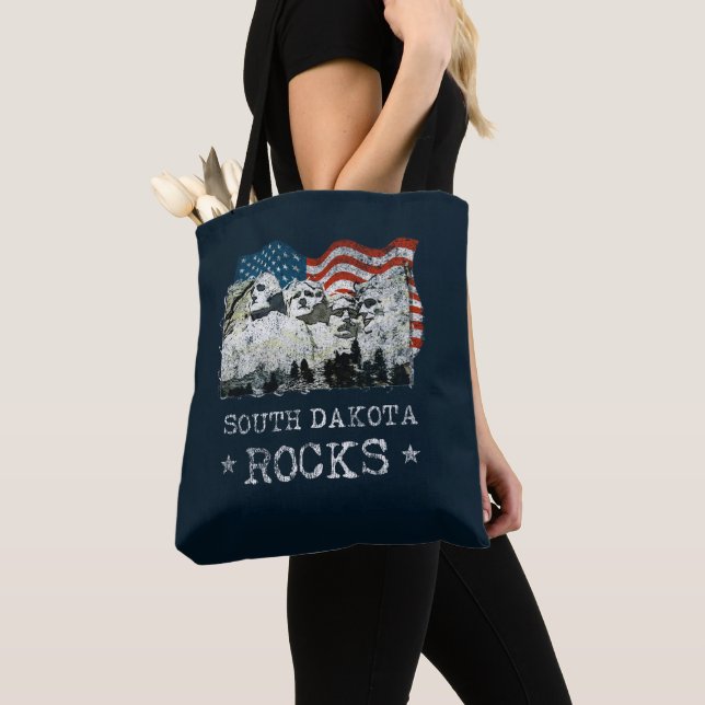 South Dakota Souvenir Gifts Mt. Rushmore Tote Bag (Close Up)