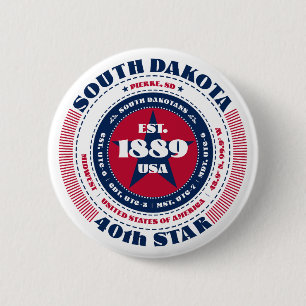 South Dakota State Facts Souvenir 6 Cm Round Badge