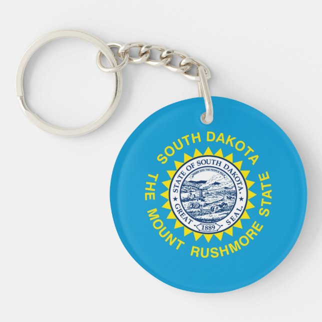 South Dakota State Flag Design Key Ring (Front)