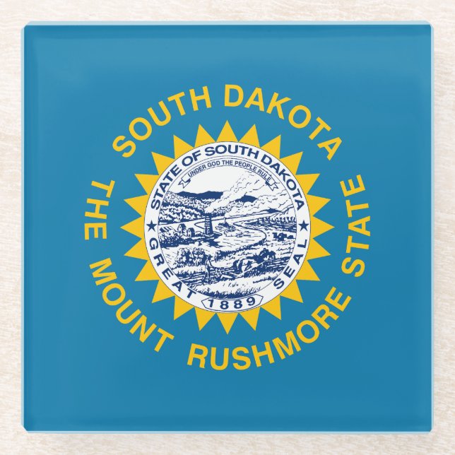 South Dakota State Flag Glass Coaster (Front)