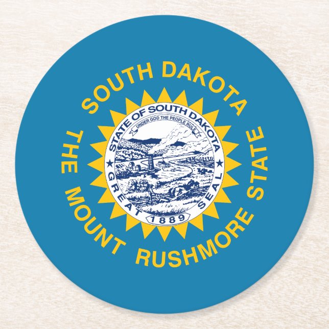 South Dakota State Flag Round Paper Coaster (Front)