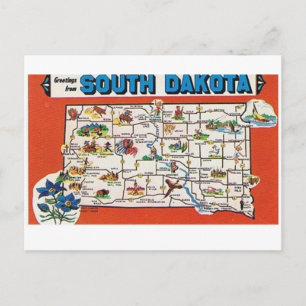 South Dakota State Map Postcard