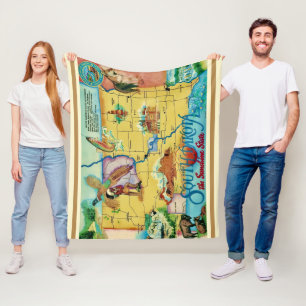 South Dakota State Postcard Throw Fleece Blanket