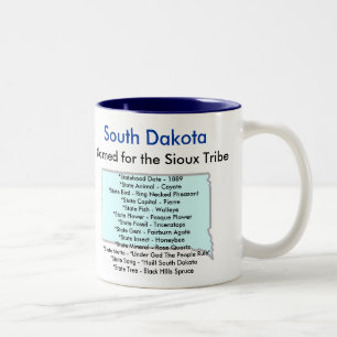 South Dakota Symbols & Map Two-Tone Coffee Mug