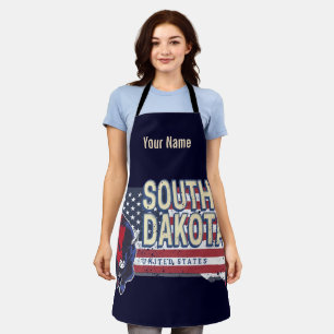 South Dakota United States Retro State Map Vintage Apron