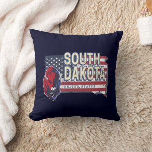 South Dakota United States Retro State Map Vintage Cushion