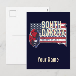 South Dakota United States Retro State Map Vintage Holiday Postcard