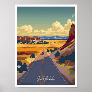 South Dakota United States Vintage Travel Poster