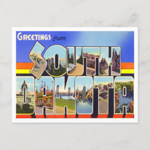 South Dakota Vintage Big Letters Postcard