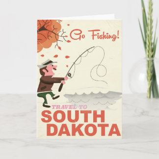 South Dakota vintage fishing vacation poster Holiday Card