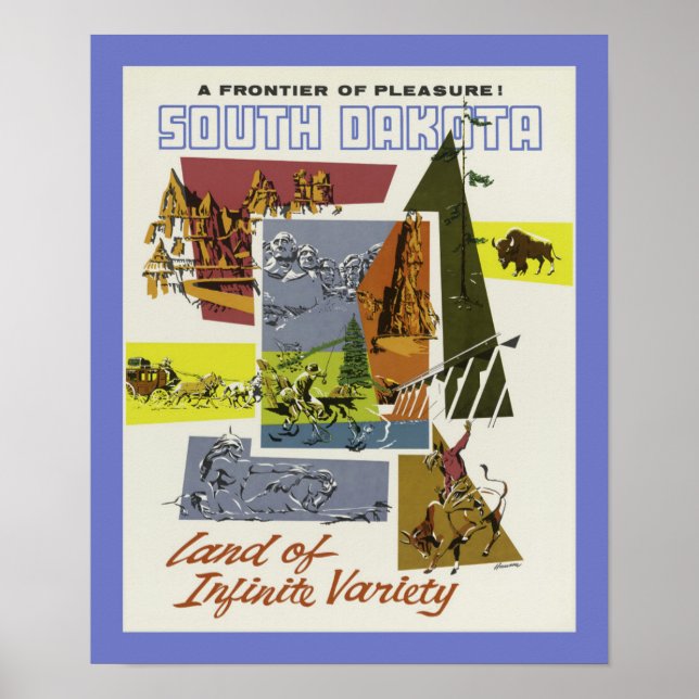 South Dakota Vintage Travel Poster (Front)