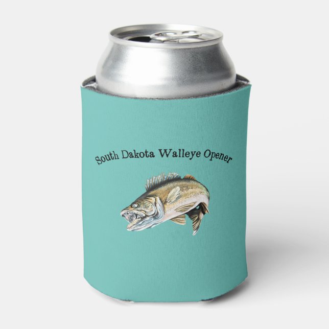 South Dakota Walleye Fishing Opener Can Cooler (Can Front)
