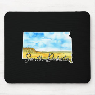 South dakota watercolor landscape art for nature mouse mat