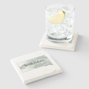 South Dakota Watercolor State Outline Stone Coaster