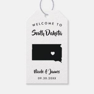 South Dakota Wedding Welcome Bag Tags, Map Gift Tags
