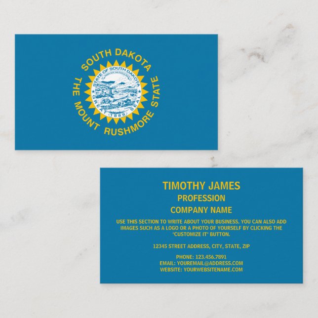 South Dakotan Flag, Flag of South Dakota Business Card (Front/Back)