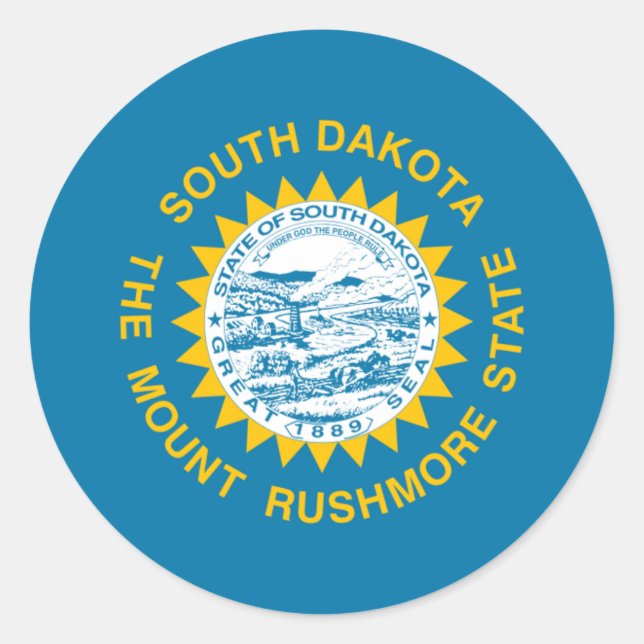 South Dakotan Flag, Flag of South Dakota Classic Round Sticker (Front)