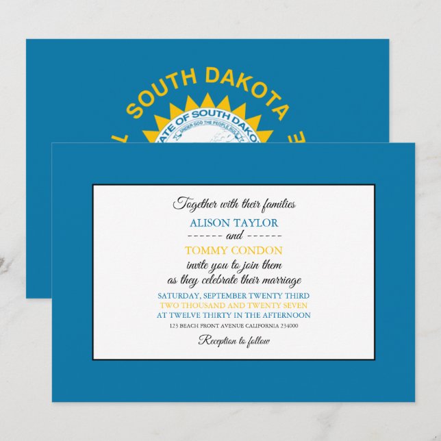 South Dakotan Flag, Flag of South Dakota Wedding Invitation (Front/Back)