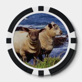 South Devon Coast Two Lambs On Cliff Edge Poker Chips