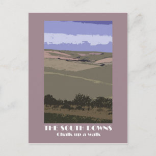 South Downs 1920s-style retro postcard