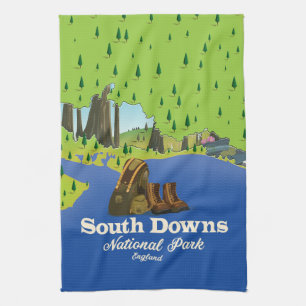 South Downs National Park England travel poster Tea Towel