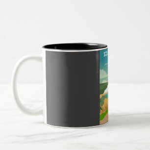 South Downs National Park England Travel Poster Two-Tone Coffee Mug