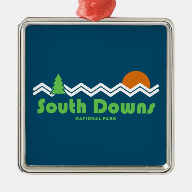 South Downs National Park Retro Metal Tree Decoration (Front)