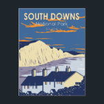 South Downs National Park Seven Sisters England Postcard<br><div class="desc">South Downs National Park vector artwork design. The park is known as the ‘gateway to England’. Its rolling green hills,  chalk grassland,  ancient woodland,  wildlife-rich heathland and windswept cliffs represents nature at its best.</div>
