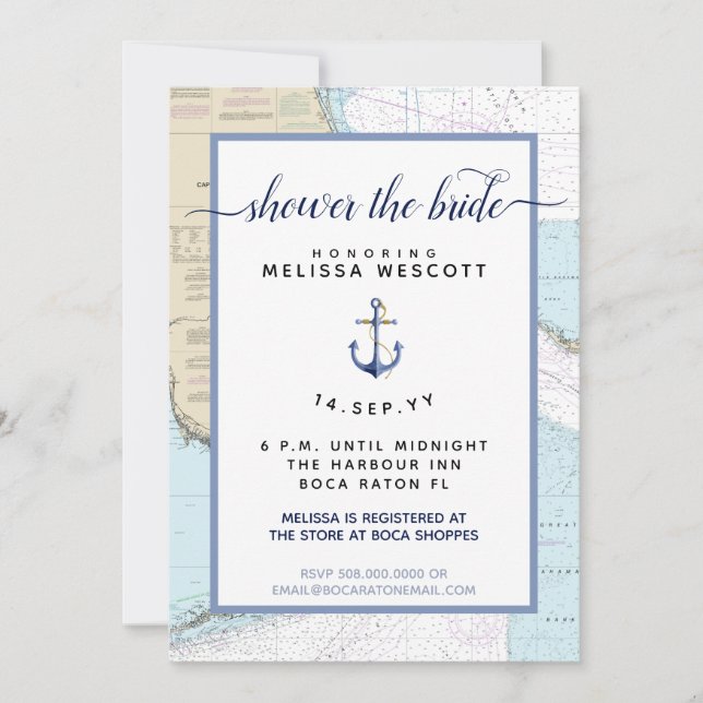 South Florida Authentic Nautical Bridal Shower Invitation (Front)